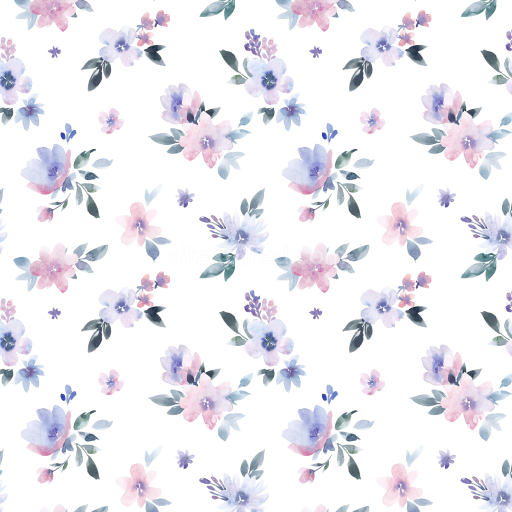 Seamless 3D PBR Texture of Soft Pastel Floral Watercolor Pattern