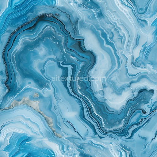 Seamless 3D Azul Macaubas Blue Marble PBR Texture with Fluid Veins