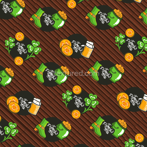 Seamless 3D PBR digital paper texture with St Patrick's Day symbols