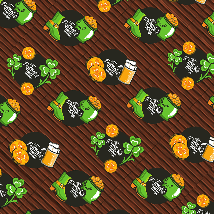 digital paper with St Patrick's Day symbols seamless PBR texture preview
