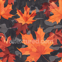 seamless Seamless 3D PBR Camouflage Texture Featuring Autumn Maple Leaves on Dark Organic Camouflage Background texture 8k free download PBR