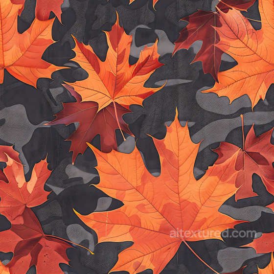 Camouflage Texture Featuring Autumn Maple Leaves on Dark Organic Camouflage Background Color Camouflage texture preview