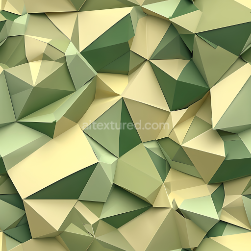 Seamless 3D Stylized Geometric Camouflage PBR Texture in Green and Beige Tones