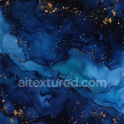 seamless Seamless 3D Alcohol Ink PBR Texture with Deep Blue Swirls and Gold Veins texture 8k free download PBR