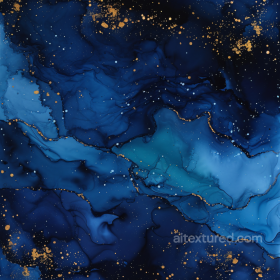 Alcohol Ink PBR Texture with Deep Blue Swirls and Gold Veins Alcohol ink texture preview