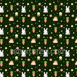 seamless Seamless 3D PBR Texture Featuring Cute Bunny, Carrot & Floral Cartoon Pattern texture 8k free download PBR