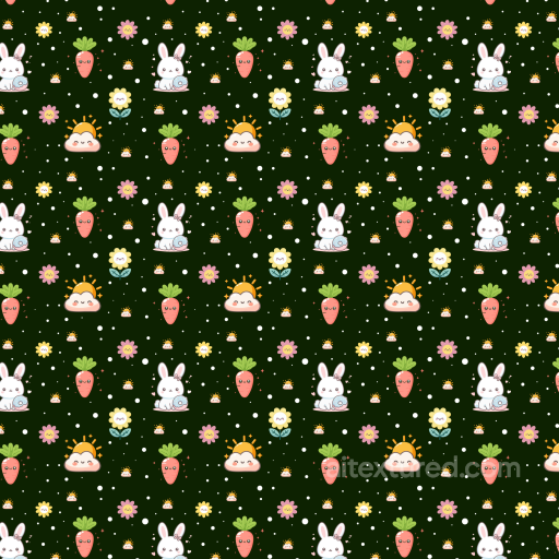 Featuring Cute Bunny, Carrot & Floral Cartoon Pattern seamless All Christmas Digital paper PBR texture
