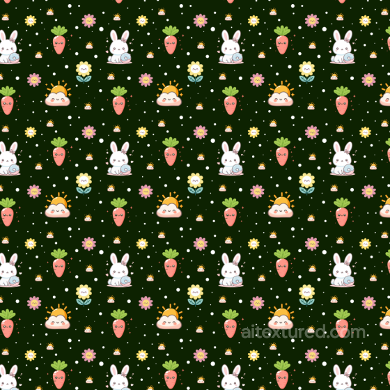 Featuring Cute Bunny, Carrot & Floral Cartoon Pattern All Christmas Digital paper texture preview