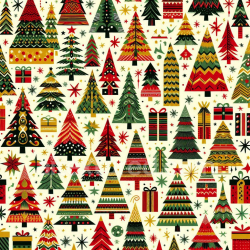 seamless Seamless 3D PBR texture with vibrant hand-drawn Christmas trees and gift boxes texture 8k free download PBR