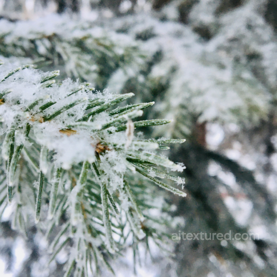 Close-up texture of snow-covered pine needles for PBR use Ground surface texture preview
