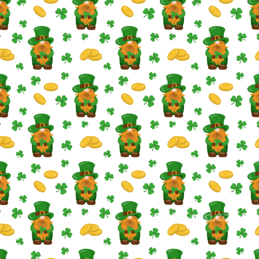 with St Patrick Cartoons, Leprechauns & Coins seamless St patrick digital paper bundle PBR texture