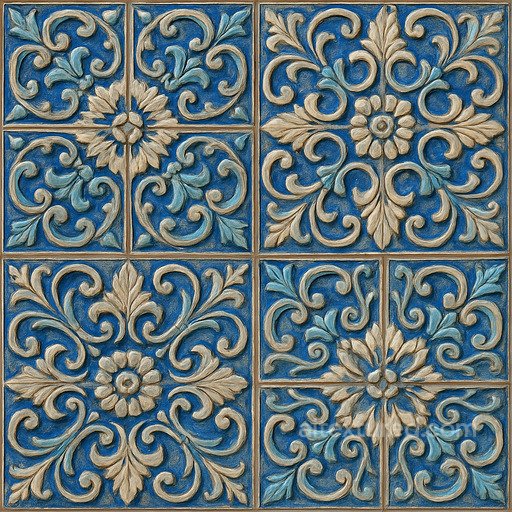 Ornate Glazed Ceramic Tile Seamless Texture seamless Ceramic-tile PBR texture