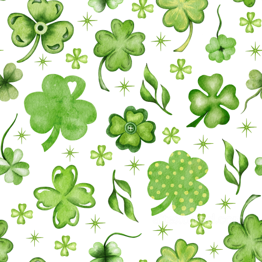 Watercolor St Patrick Clover Pattern Texture seamless St patrick digital paper bundle PBR texture