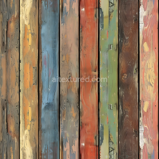 Seamless 3D PBR Texture of Rustic Painted Wood Planks with Weathered Patina