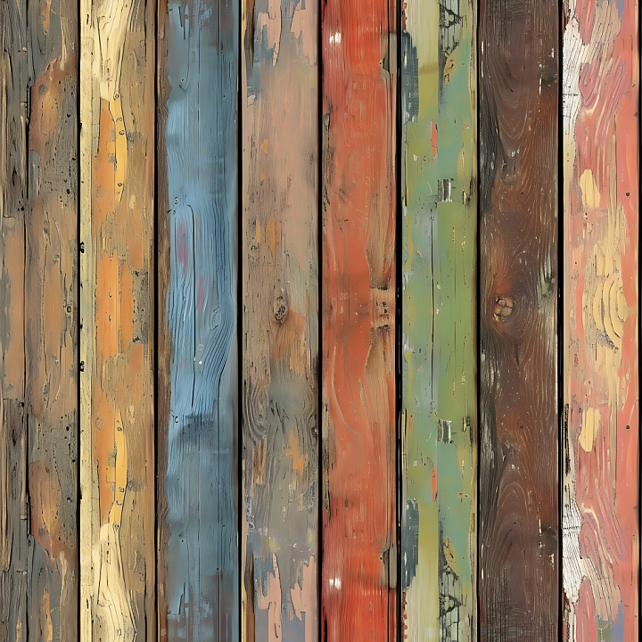 Rustic Painted Wood Planks with Weathered Patina seamless PBR texture preview