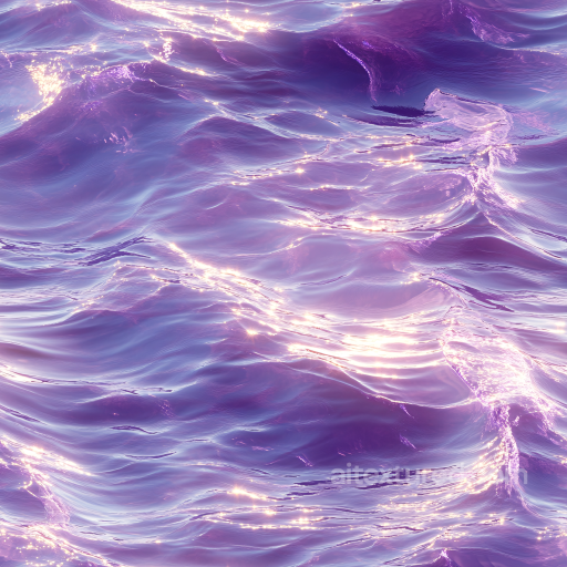 Stylized Purple Ocean Surface PBR Water Texture with Shimmering Highlights seamless Water PBR texture