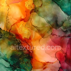 seamless Seamless 3D Alcohol Ink PBR Texture Featuring Warm Amber, Emerald, and Gold Veining texture 8k free download PBR
