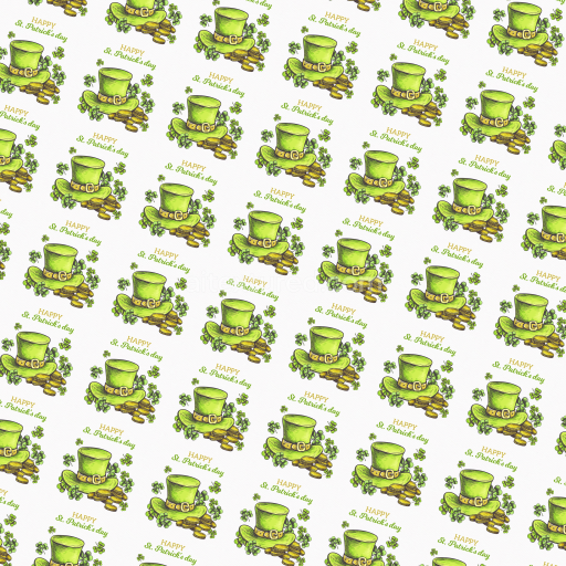 Seamless 3D PBR Texture Featuring St Patrick's Day Green Hat and Gold Coins Pattern