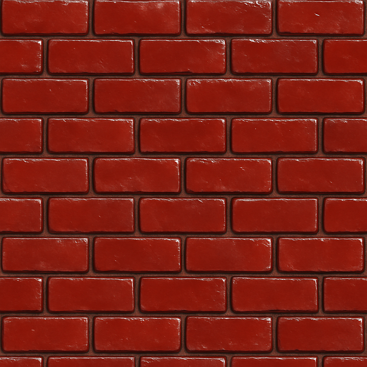 Shiny Red Brick seamless PBR texture preview