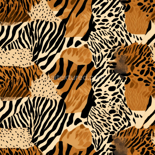 Seamless 3D PBR Leopard Print Fabric Texture with Mixed Animal Patterns