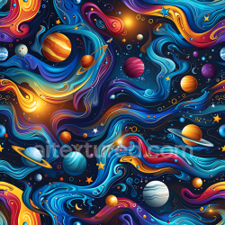 seamless Seamless 3D Space PBR Texture Featuring Vibrant Cosmic Clouds and Stylized Planets texture 8k free download PBR