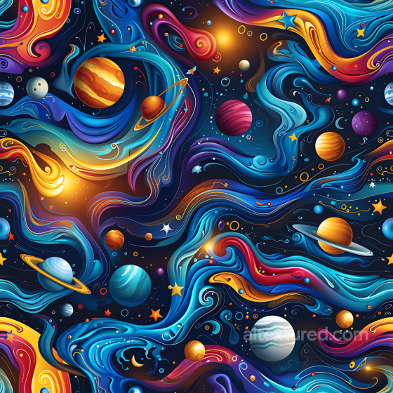 Space PBR Texture Featuring Vibrant Cosmic Clouds and Stylized Planets Star, space, planets texture preview