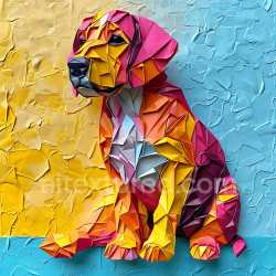 seamless Seamless 3D PBR Texture of Colorful Origami Dog Paper Fold Pattern texture 8k free download PBR