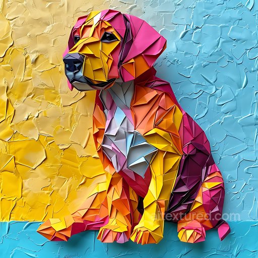 Animal - Seamless 3D PBR Texture of Colorful Origami Dog Paper Fold Pattern texture preview