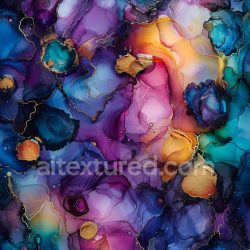 seamless Seamless 3D Alcohol Ink PBR Texture Featuring Vibrant Jewel Tone Marbling & Gold Veins texture 8k free download PBR