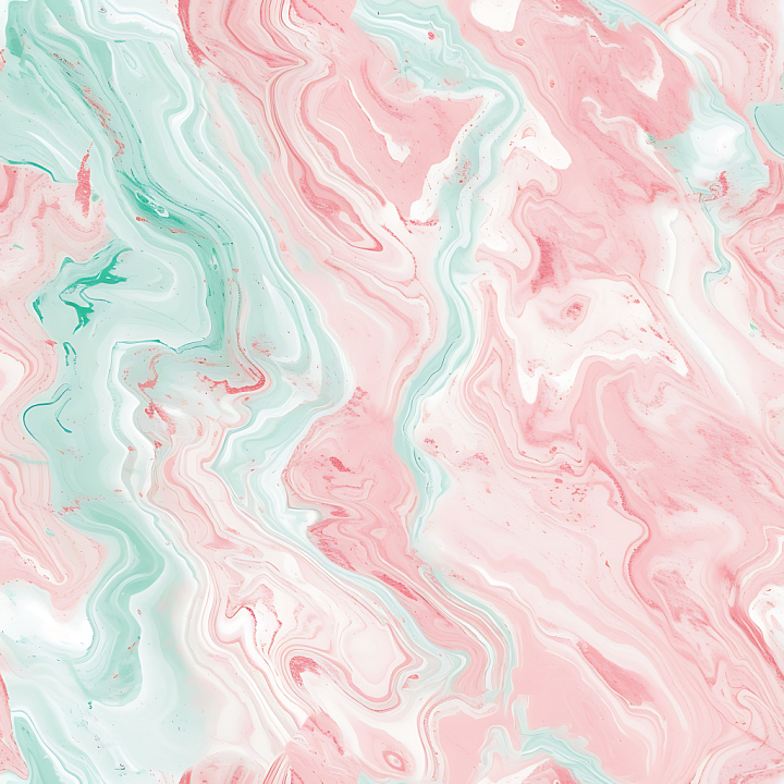 Blush Pink and Mint Marble with Fluid Veins seamless PBR texture preview