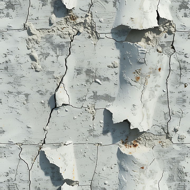 Cracked and Peeling Paint with Rust and Layered Damage seamless PBR texture preview