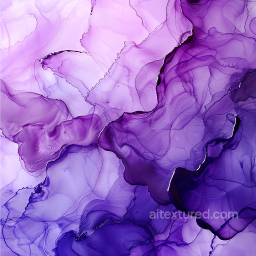 Alcohol Ink PBR Texture Featuring Delicate Violet and Purple Fluid Marbling seamless Alcohol ink PBR texture