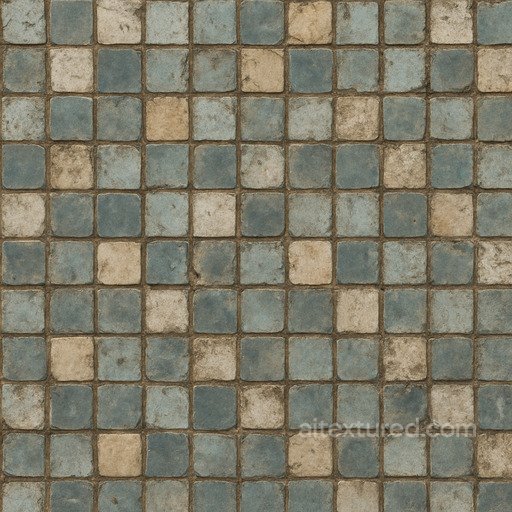 Worn Mosaic Tile Seamless Texture seamless Ceramic-tile PBR texture