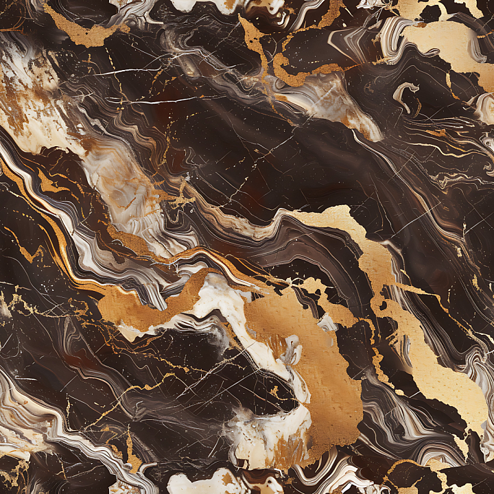 Chocolate Brown and Gold Marble with Bold Veins seamless PBR texture preview