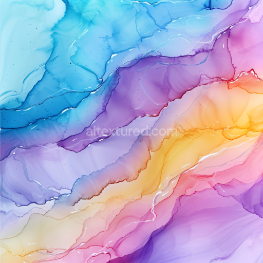 Seamless 3D Alcohol Ink PBR Texture Featuring Soft Colorful Fluid Waves and Layered Translucent Marbling