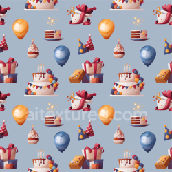 seamless Seamless 3D PBR Birthday Celebration Texture with Cakes, Balloons, Gifts texture 8k free download PBR