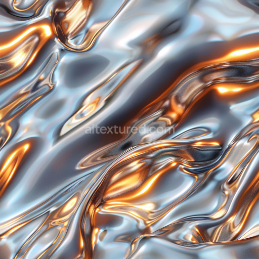 Seamless 3D PBR Texture of Smooth Glossy Surface with Silky Reflective Folds and Warm Highlights