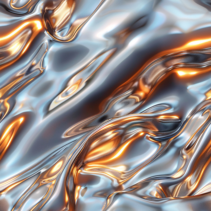 Smooth Glossy Surface with Silky Reflective Folds and Warm Highlights seamless PBR texture preview