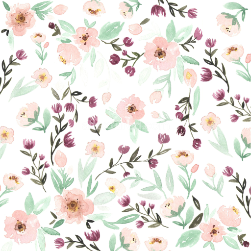 Seamless 3D PBR Wild Flower Texture Featuring Soft Pink and Purple Watercolor Floral Design