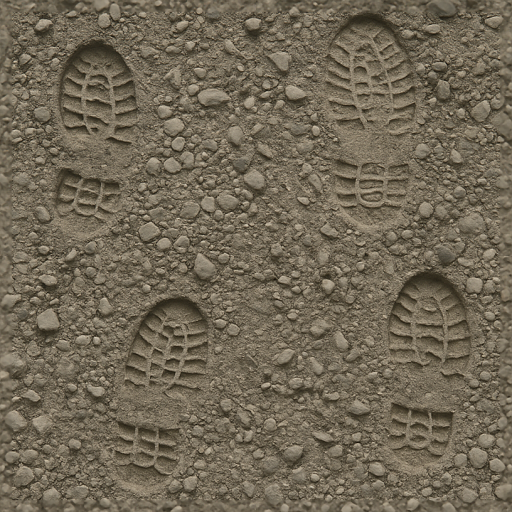 Of Rocky Footprints On Rough Pebbled Soil Ground seamless PBR texture preview