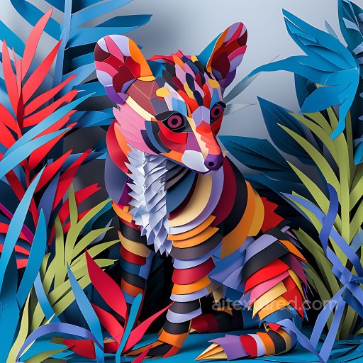 Animal - Seamless 3D PBR Texture of Banded Palm Civet Origami Style with Vibrant Multicolor Layers texture preview