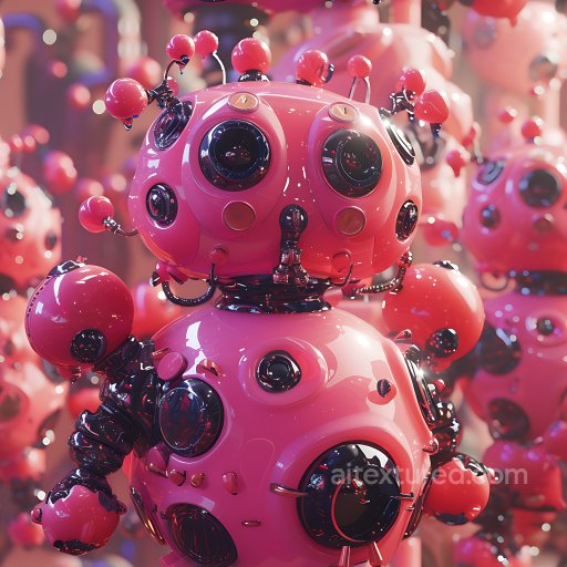 Inflated Vinyl Panels PBR Texture in Glossy Pink seamless Inflated PBR texture