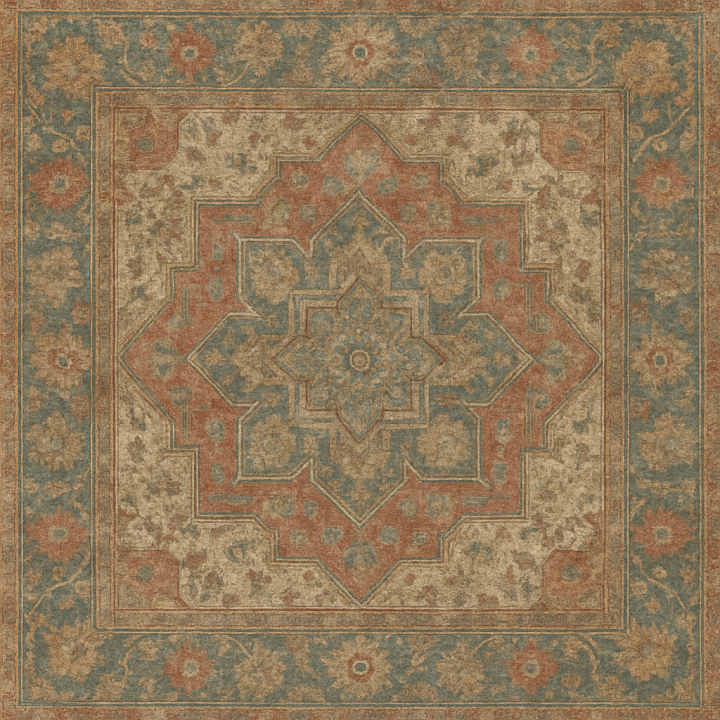 Weathered Oriental Carpet seamless PBR texture preview