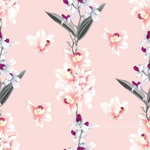 Pink Flower Fabric Texture with Delicate Floral Pattern seamless Pink Flower PBR texture