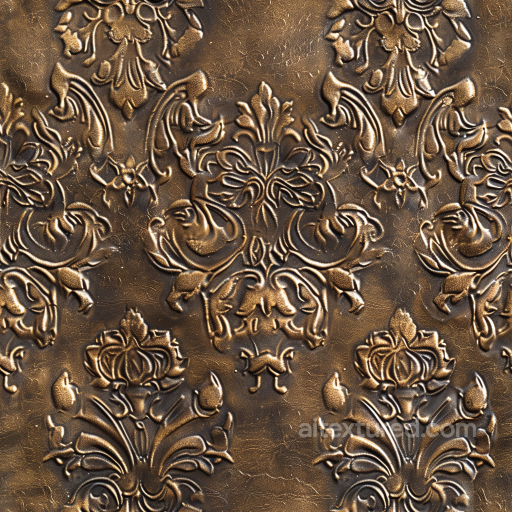 Embossed Vintage Brown Leather Seamless Texture with Ornate Floral Patterns seamless Leather PBR texture