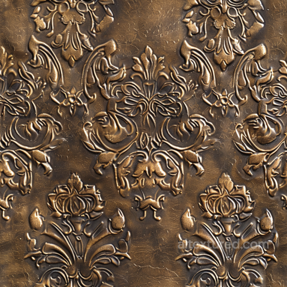 Embossed Vintage Brown Leather Seamless Texture with Ornate Floral Patterns Leather texture preview