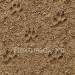 seamless Seamless 3d texture pbr 8k of animal footprints on loose soil with vegetation debris texture 8k free download PBR