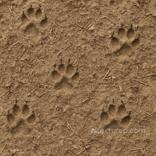 Of Animal Footprints On Loose Soil With Vegetation Debris seamless Footprints PBR texture