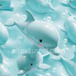 seamless Seamless 3D Inflated PBR Texture with Glossy Blue Dolphin Shapes texture 8k free download PBR