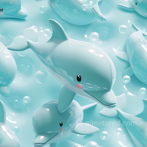 Inflated PBR Texture with Glossy Blue Dolphin Shapes seamless Inflated PBR texture